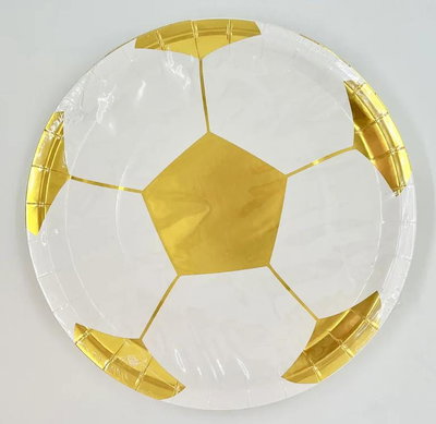 Cotillón Plato Balón Pelota de Fútbol Oro x8 COTILLON CUMPLEAÑOS DECORACION