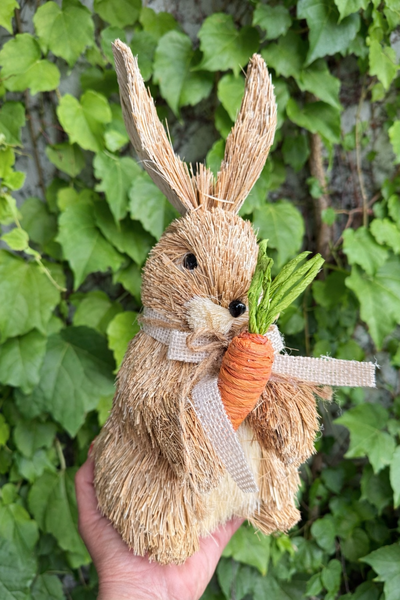 Pascua Conejo Decorativo de Fibra Natural 