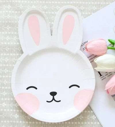 COTILLON Conejo Plato Polipapel x 8  CUMPLEAÑOS PASCUA DECORACION
