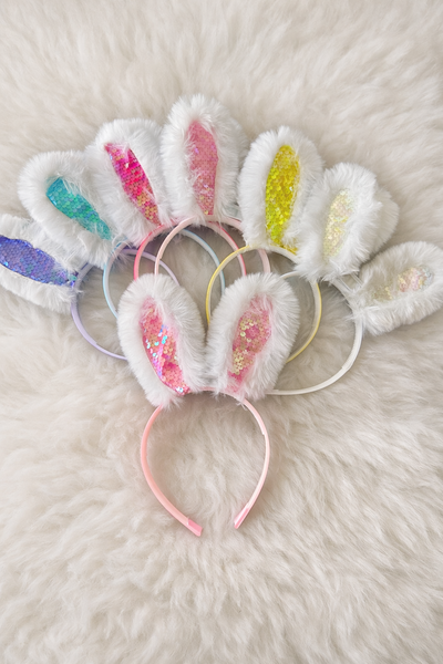 Vincha Conejo con Luz LED – Orejas con Lentejuelas Brillantes Pascua