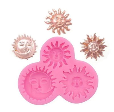 Molde de Silicona SOL Y SOL y LUNA x3 REPOSTERIA DECORACION