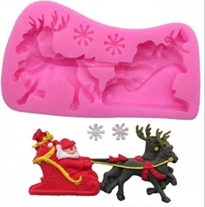 Molde de Silicona NAVIDAD PAPA NOEL TRINEO 🛷 REPOSTERÍA DECORACIÓN 