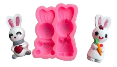 Molde de Silicona CONEJOS X2 🐰 DECORACIÓN REPOSTERÍA 