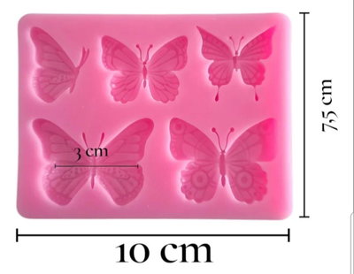 Molde de Silicona Mariposas x5 REPOSTERÍA DECORACIÓN 
