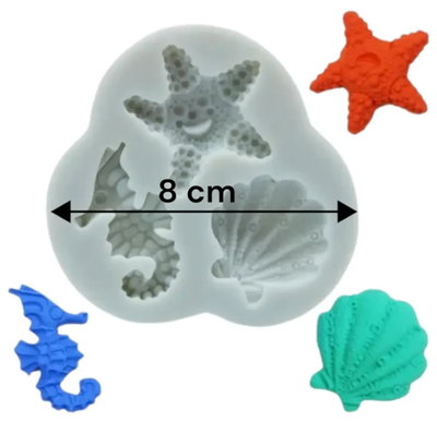 Molde de Silicona Estrella de Mar Caballito y Caracol REPOSTERIA DECORACION PORCELANA FRIA