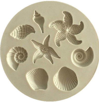 Molde de Silicona Mar Caracoles y Estrella DECORACION REPOSTERIA PORCELANA FRIA