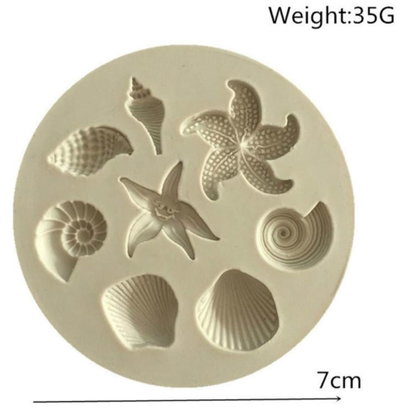 Molde de Silicona Mar Caracoles y Estrella DECORACION REPOSTERIA PORCELANA FRIA