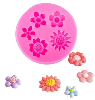 Molde de Silicona Flores x5 REPOSTERIA DECORACION PORCELANA FRIA