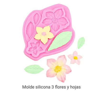 Molde de Silicona HOJAS y FLORES REPOSTERIA DECORACION PORCELANA FRIA