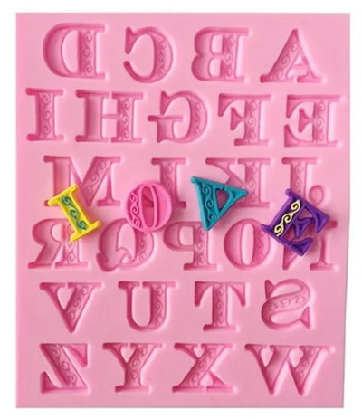 Molde de Silicona LETRAS ABC DECORACION PASTELERIA PORCELANA FRIA