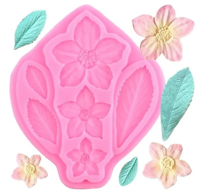 Molde de Silicona HOJAS y FLORES REPOSTERIA DECORACION PORCELANA FRIA