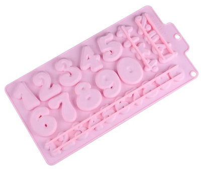 Molde de Silicona NUMEROS CHICOS Y GRANDES CON SIGNOS YESO VELA REPOSTERIA