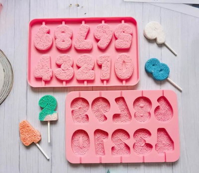 Molde de Silicona NUMEROS con ROSAS VELA YESO REPOSTERIA