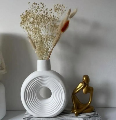 Molde de Silicona FLORERO RAYAS NORDICO  YESO CEMENTO RESINA