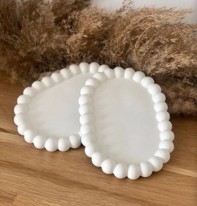 Molde de Silicona PLATO BANDEJA OVALADO BUBBLE PERLAS  YESO VELA CEMENTO