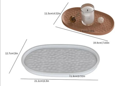 Molde de Silicona PLATO BANDEJA OVALADA CON TEXTURA YESO VELA CEMENTO RESINA