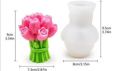 Molde de Silicona RAMO DE TULIPAN PEQUEÑO YESO VELA CEMENTO