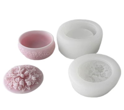 Molde Silicona Alhajero Ovalado con Flores YESO VELA CEMENTO