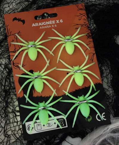 Halloween Set de Arañas Decorativas Brilan en la Oscuridad 
