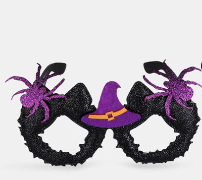 Halloween Anteojos con gorrito de Bruja y Arañas 