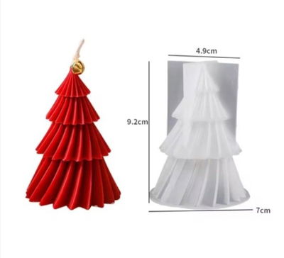 Molde de Silicona  Arbolito Pino Rayas NAVIDAD YESO VELA CEMENTO 