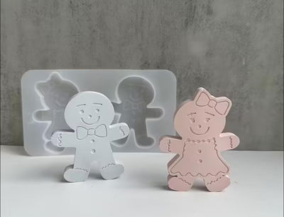 Molde de Silicona Nena y Nene Galleta de Jengibre x 2 Navidad YESO CEMENTO VELA 3998