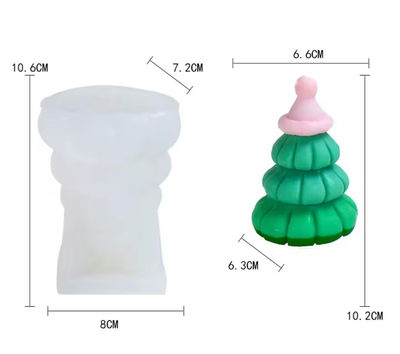 Molde Silicona Pino Arbol con Gorrito de Papa Noel NAVIDAD YESO VELA CEMENTO 4071