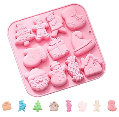 NAVIDAD Molde de Silicona Figuras de Navidad x 11 REPOSTERIA DECORACION YESO