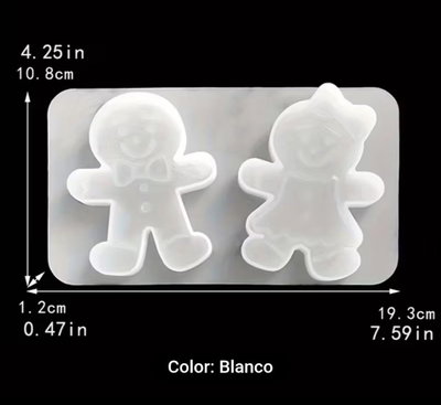 NAVIDAD Molde de Silicona Nena y Nene Galleta de Jengibre x 2 YESO CEMENTO VELA 3998