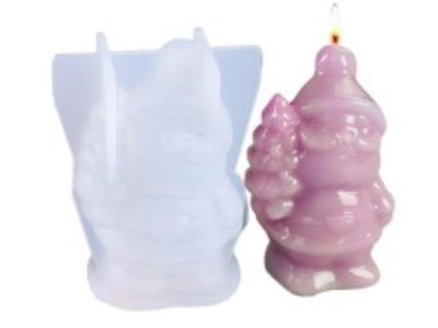Molde de Silicona Mini Papa Noel con Arbol 3d  NAVIDAD YESO RESINA CEMENTO VELA 4026