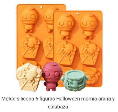 HALLOWEEN Molde de Silicona MOMIA CALABAZA ARAÑA YESO PASTELERÍA VELA