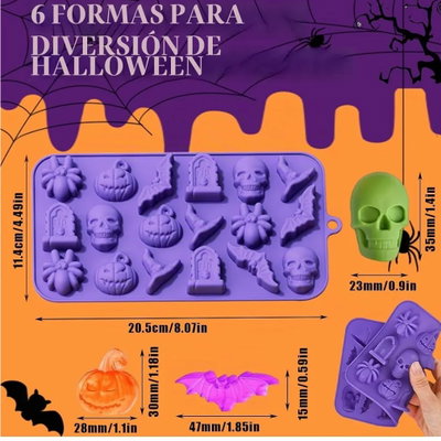 HALLOWEEN Molde de Silicona Figuras x18 REPOSTERÍA DECORACIÓN YESO VELA