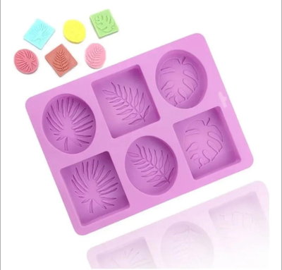 Molde de Silicona HOJAS TROPICALES CUADRADA OVALADA JABON VELA RESINA