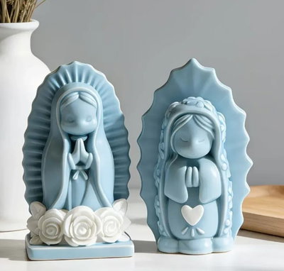 Molde de Silicona VIRGENCITA CORAZÓN y FLORES PACK X2 VELA YESO CEMENTO