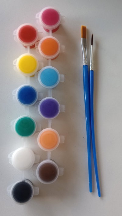 Potes de ACRÍLICO x 3 ML x 12 Colores+ 1 pinceles
