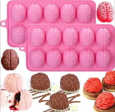 Molde de Silicona CEREBROS X10 HALLOWEEN REPOSTERÍA YESO VELA