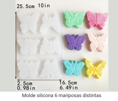 Molde Silicona MARIPOSAS X6 REPOSTERÍA YESO VELA RESINA