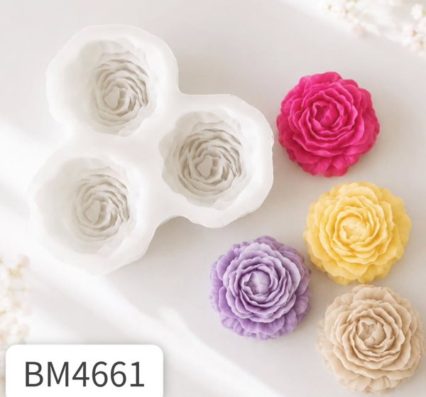 Molde de PEONIA CHICA X3 REPOSTERIA YESO VELA CEMENTO