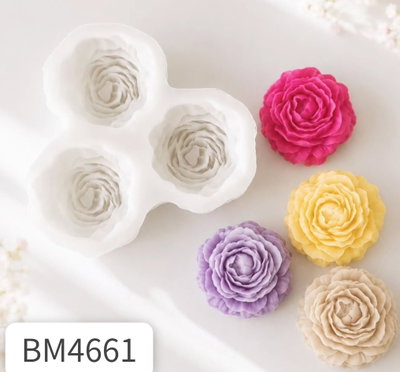 Molde de PEONIA CHICA X3 REPOSTERIA YESO VELA CEMENTO