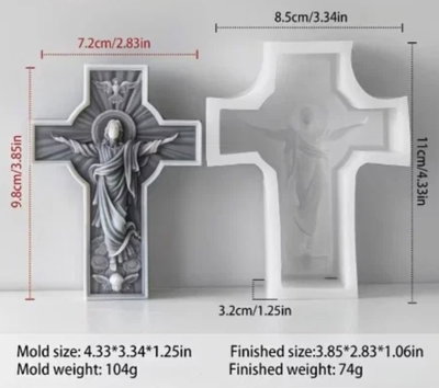 Molde de Silicona CRUZ JESÚS VELA YESO CEMENTO