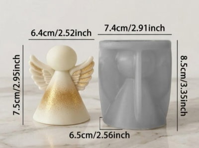 Molde de ANGEL C ALAS RAYADAS Pack x2 VELA YESO CEMENTO