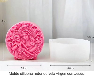 Molde de Silicona VIRGEN MARIA Y JESÚS VELA YESO CEMENTO