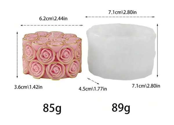 Molde Silicona CILINDRO DE ROSAS G5 VELA YESO RESINA CHOCOLATE