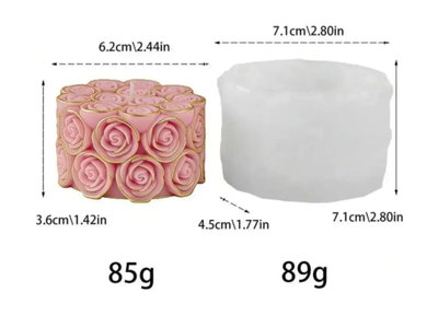 Molde Silicona CILINDRO DE ROSAS G5 VELA YESO RESINA CHOCOLATE