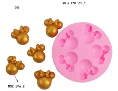 Molde de Silicona MINNIE Silueta Moño x5 REPOSTERIA DECORACION