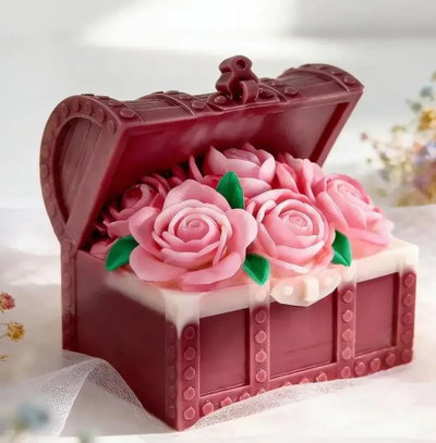 Molde de Silicona COFRE DE ROSAS VELA YESO DECORACION CHOCOLATE H5