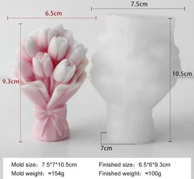Molde de Silicona RAMO DE TULIPANES CON LAZO YESO VELA CEMENTO CHOCOLATEL5