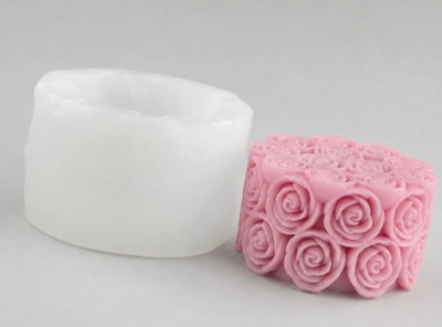 Molde Silicona CILINDRO DE ROSAS G5 VELA YESO RESINA CHOCOLATE