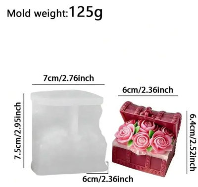 Molde de Silicona COFRE DE ROSAS VELA YESO DECORACION CHOCOLATE H5