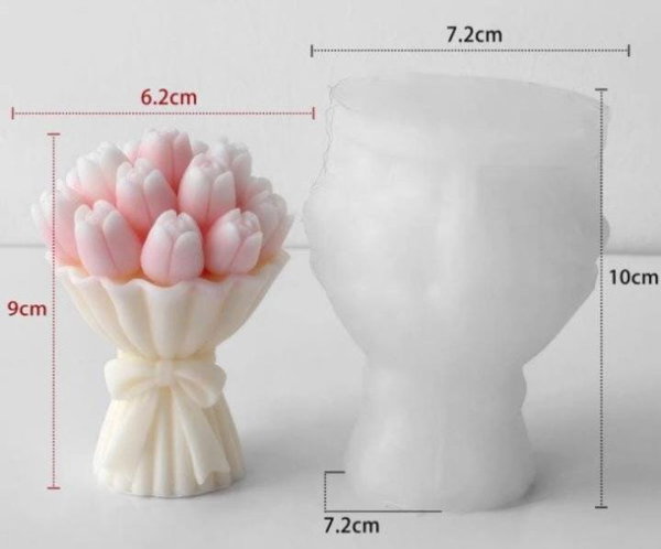 Molde de Silicona RAMO DE TULIPANES YESO VELA RESINA CHOCOLATE k5